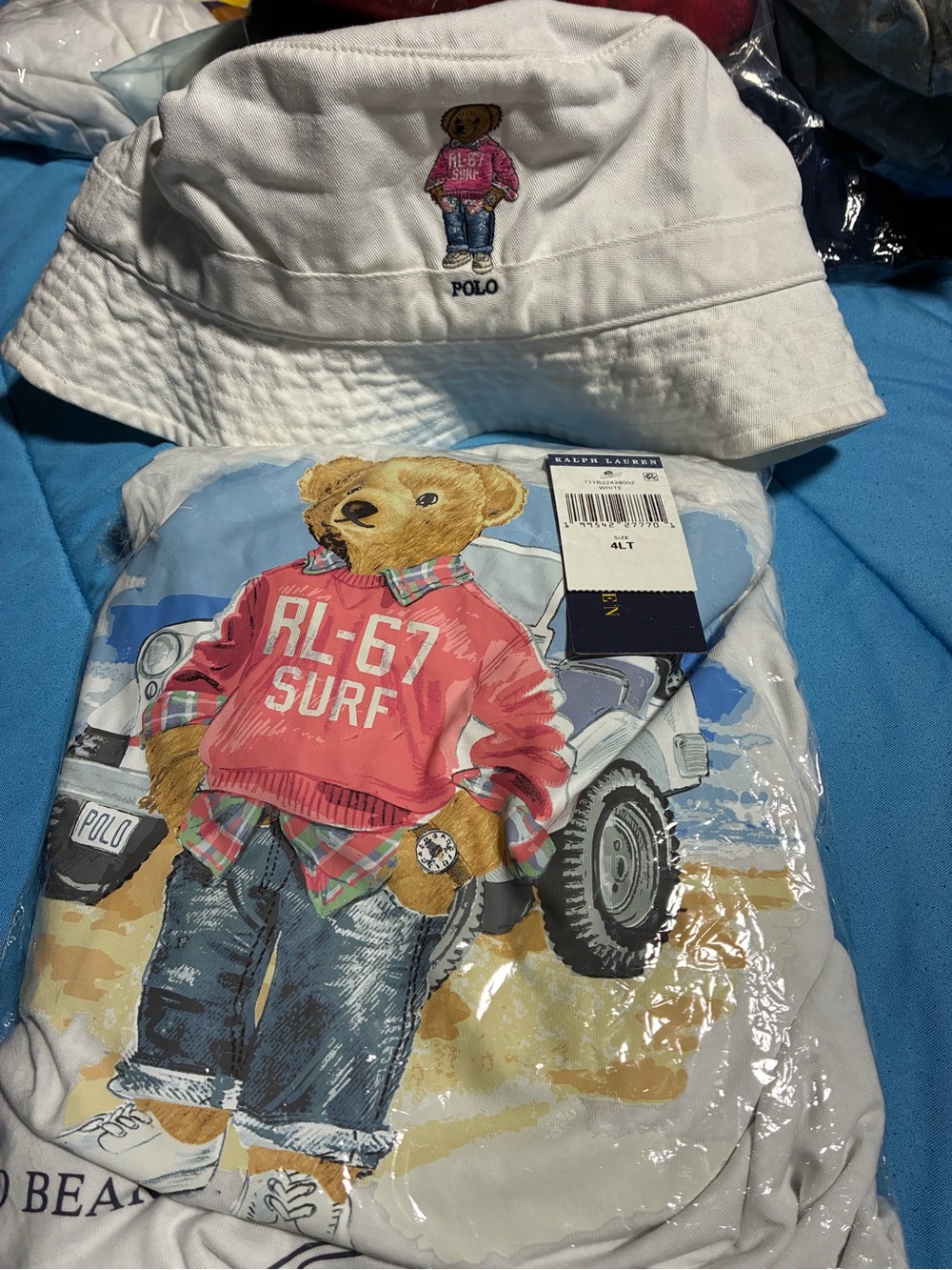 Polo Ralph Lauren Bear Surf Bucket Hat & T-Shirt Set